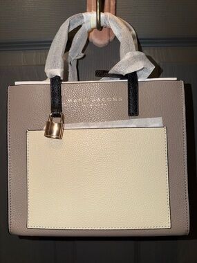 Marc Jacobs Two-Tone Taupe and Cream Leather Satchel